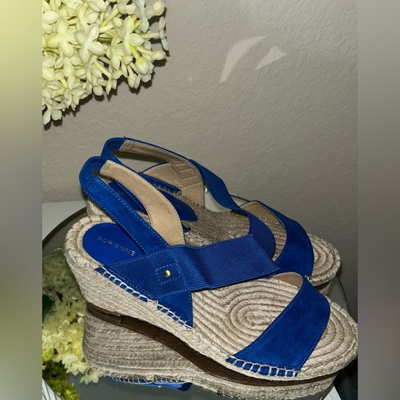 Adrienne Vittadini Crete Espadrille Sling Back Wedge Sandals Blue Women's - Picture 4 of 9